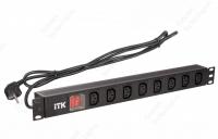PH12-8C131 ITK PDU 8 розеток C13 с LED выкл,1U, шнур 2м вилка нем.ст