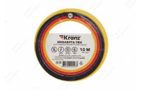 KR-09-2002 Изолента ПВХ KRANZ 0.13х15 мм, 10 м, желтая упаковка 10 роликов