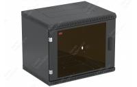 Шкаф телекоммуникационный настенный разборный черный 19”,9U(600x650), ШТ-НСр-9U-600-650-С-Ч дверь стекло ССД