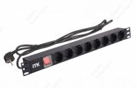 PH12-8D1-P ITK PDU 8 роз. нем.ст. с выкл 1U каб.2м вилка нем.ст ПВХ чер