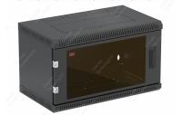 Шкаф телекоммуникационный настенный разборный черный 19”,6U(600x650), ШТ-НСр-6U-600-650-С-Ч дверь стекло ССД