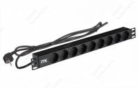 PH22-9D1-P ITK PDU 9 розеток нем. ст, 1U, шнур 2м вилка нем. ст ПВХ чер