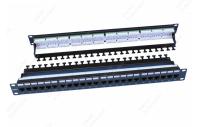246107 Hyperline PP3-19-24-8P8C-C6-110D Патч-панель 19", 1U, 24 порта RJ-45, категория 6, Dual IDC, ROHS, цвет черный (задний кабельный организатор в