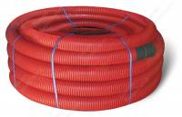 121950 Двустенная труба ПНД гибкая для кабельной канализации д.50мм с протяжкой, SN13, 500Н,  в бухте 100м, цвет красный