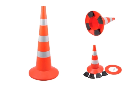 Конус дорожный ДК-520 ГОСТ 32758-2014 с 3 светоотражаемыми полосами и утяжелителем