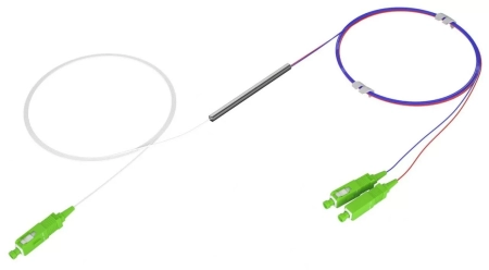 Оптический сплиттер FBT 1х2, 75/25, SM, 0.9mm, 1M, гильза, 1310/1550, SC/APC