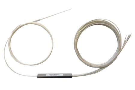 Оптический сплиттер PLC 1х8, SM, 0.9mm, 1M, миникорпус, неоконцованный