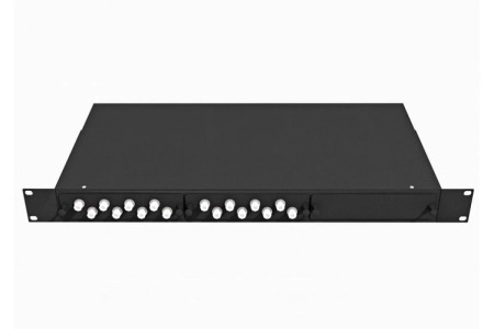 Шкаф кроссовый оптический стоечный ШКОС, 19", 1U, 24 SM, укомплектованный 12 FC/UPC, черный