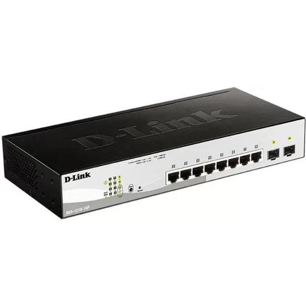 Коммутатор D-Link DGS-1210-10P/FL1A 8G 2SFP 8PoE+ 65W управляемый