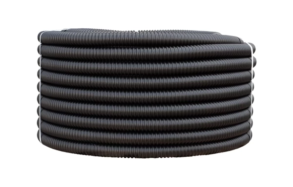 Труба ССД-Пайп УльтраФ, OD=63 мм, 800N, SN22, с протяжкой (бухта 100 м) Труба полимерная жёсткая гофрированная спиральная ультрафиолетостойкая, не распространяющая горение