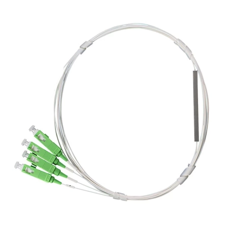 Оптический сплиттер PLC 1х4, SM, 0.9mm, 1M, миникорпус, вход неоконцованный, выходы SC/APC