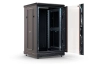 Шкаф телекоммуникационный напольный 19",18U(800x800), ШТ-НП-М-18U-800-800-С-Ч, передняя дверь стекло, черный ССД