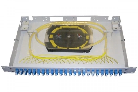 Кросс распределительный стоечный КРС, 19", 1U, 32 SM, укомплектованный 64 LC/UPC