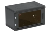 Шкаф телекоммуникационный настенный разборный черный 19”,6U(600x450), ШТ-НСр-6U-600-450-С-Ч дверь стекло ССД