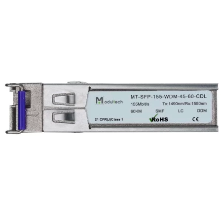 Модуль SFP WDM 155 Мбит/с, 60 км, 1490/1550 нм, SMF, LC