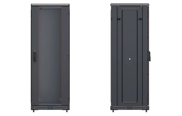 Шкаф телекоммуникационный напольный 19", 27U(600x800), ШТ-НП-М-27U-600-800-С-Ч, передняя дверь стекло, черный ССД
