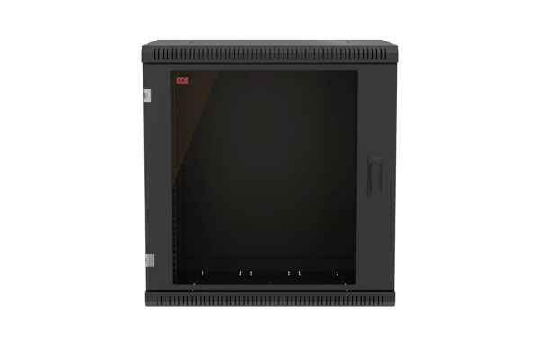 Шкаф телекоммуникационный настенный разборный черный 19”,12U(600x450), ШТ-НСр-12U-600-450-С-Ч дверь стекло ССД