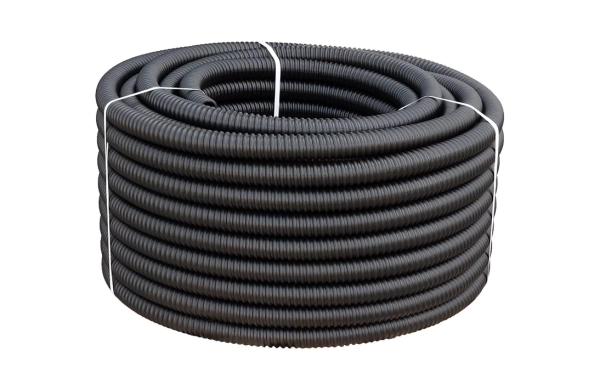 Труба ССД-Пайп УльтраФ, OD=63 мм, 800N, SN22, с протяжкой (бухта 100 м) Труба полимерная жёсткая гофрированная спиральная ультрафиолетостойкая, не распространяющая горение