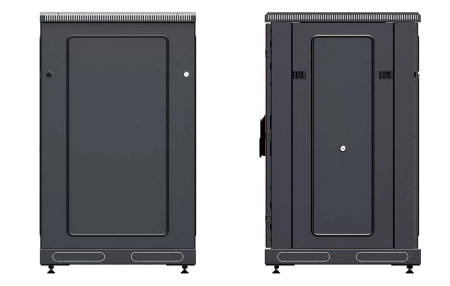 Шкаф телекоммуникационный напольный 19",18U(600x600), ШТ-НП-М-18U-600-600-С-Ч, передняя дверь стекло, черный ССД