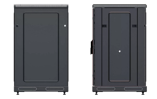 Шкаф телекоммуникационный напольный 19",18U(600x600), ШТ-НП-М-18U-600-600-С-Ч, передняя дверь стекло, черный ССД