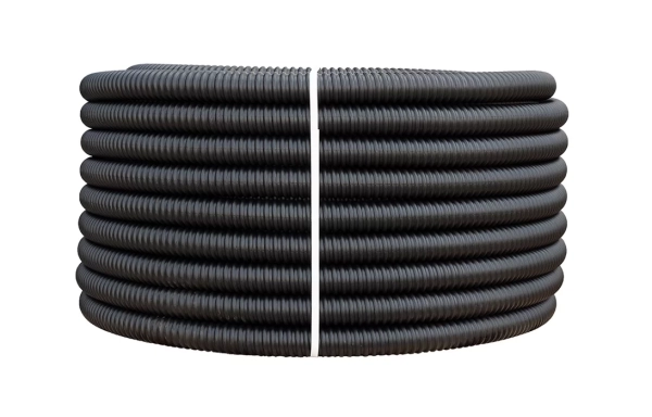 Труба ССД-Пайп УльтраФ, OD=63 мм, 800N, SN22, с протяжкой (бухта 100 м) Труба полимерная жёсткая гофрированная спиральная ультрафиолетостойкая, не распространяющая горение