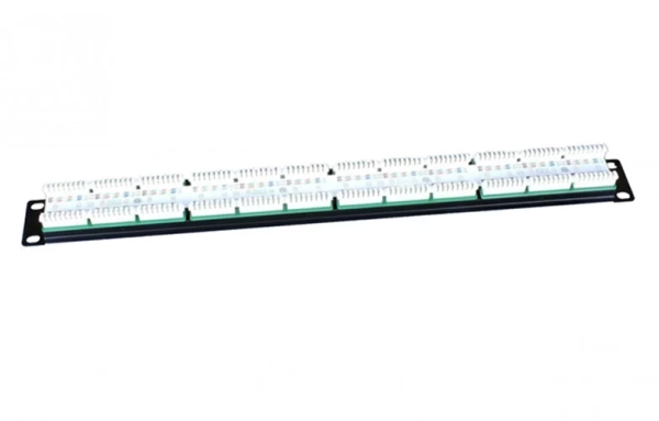 246095 Hyperline PP3-19-24-8P8C-C5E-110D Патч-панель 19", 1U, 24 порта RJ-45, категория 5e, Dual IDC, ROHS, цвет черный