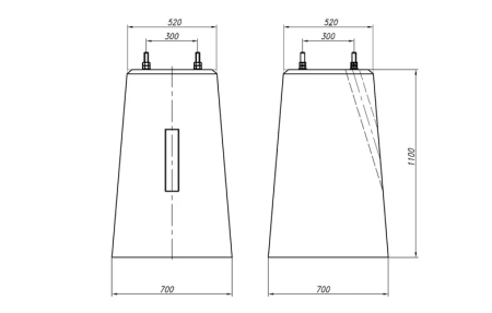 Фундамент типа II для светофоров с наклонной лестницей ФС 110х70 13238-00-00