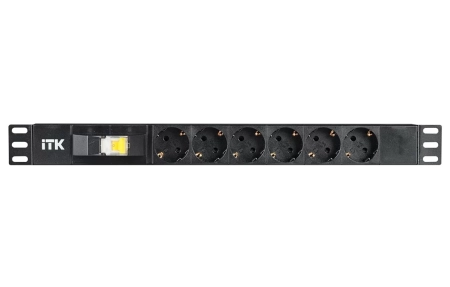 PH21-6D3 ITK PDU 6 роз. нем. ст. с автом.10А 1U, вх.С14 без каб. чер.