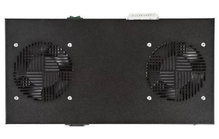 Вентиляторный модуль , 2 вентилятора с термореле  ВМ-2-19"-Т-Ч черный ССД