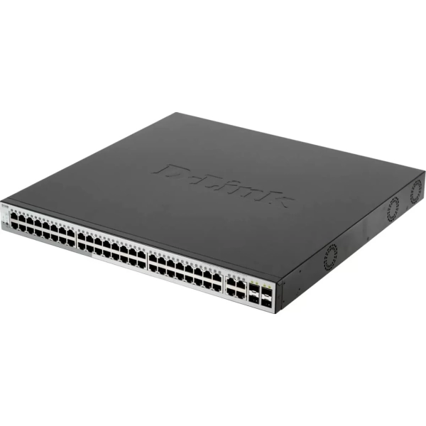 Коммутатор D-Link DGS-1210-52MP/F 48G 4SFP 48PoE 370W настраиваемый