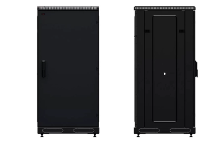 Шкаф телекоммуникационный напольный 19", 24U(600x600), ШТ-НП-М-24U-600-600-М-Ч, передняя дверь металл, черный ССД