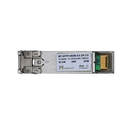 Модуль SFP+ WDM 10 Гбит/с, 80 км, 1550/1490 нм, SMF, LC