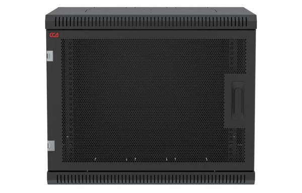 Шкаф телекоммуникационный настенный разборный черный 19”,9U(600x450), ШТ-НСр-9U-600-450-П-Ч дверь перфорированная ССД