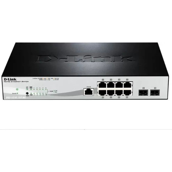 Коммутатор D-Link DGS-1210-10P/ME/A1A 8G 2SFP 8PoE управляемый