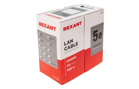 01-0045 Кабель витая пара REXANT UTP 4PR 24AWG, CAT5e наружный (OUTDOOR) (бухта 305 м)