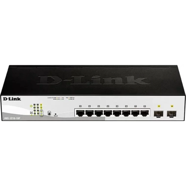 Коммутатор D-Link DGS-1210-10P/F3A 8G 2SFP 8PoE 65W настраиваемый