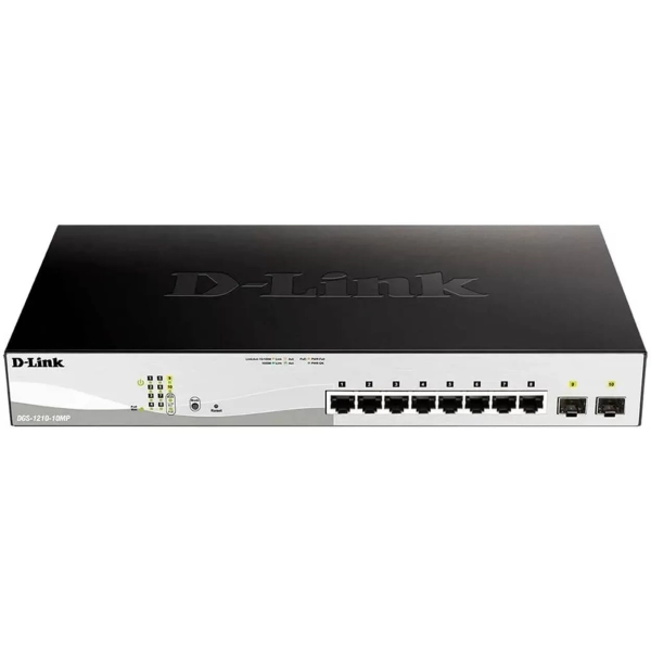 Коммутатор D-Link DGS-1210-10MP/FL1A 8G 2SFP 8PoE+ 130W управляемый