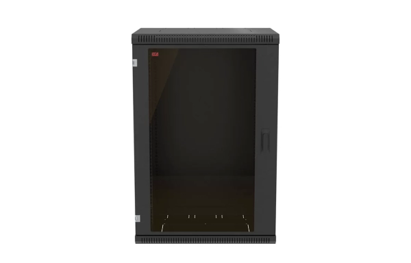 Шкаф телекоммуникационный настенный разборный черный 19”,18U(600x650), ШТ-НСр-18U-600-650-С-Ч дверь стекло ССД