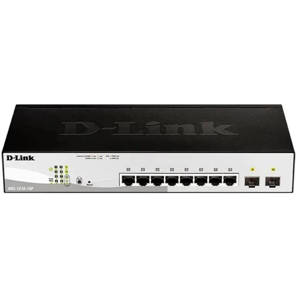 Коммутатор D-Link DGS-1210-10P/FL1A 8G 2SFP 8PoE+ 65W управляемый