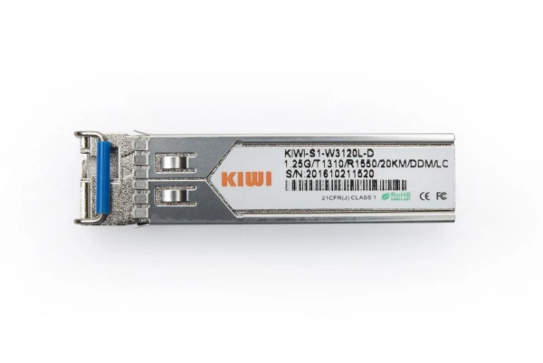 KIWI SFP модуль WDM, 1.25 G, 20 км, TX 1310 нм, RX 1550 нм, LC, DDM