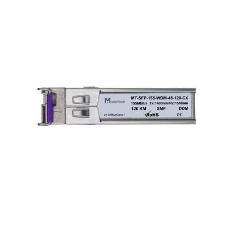 Модуль SFP WDM 155 Мбит/с, 120 км, 1490/1550 нм, SMF, LC