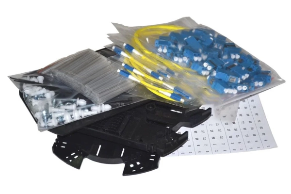 Шкаф кроссовый оптический стоечный ШКОС, 19", 2U, 48 SM, укомплектованный 96 LC/UPC